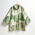 Green Oversized Palm Print Shirt - Cottagecore Style