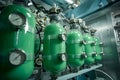 Green oxygen cylinder tank. Generative AI