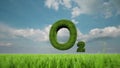 Green oxygen sign on a green spring meadow 3d