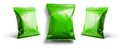 Green packaging template for your design. In different angles on a white background