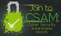 Square Padlock Inviting You to Join to Cybersecurity Awareness Month, Vector Illustration