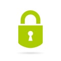 Green padlock vector icon