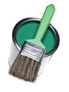 Green Paint can and brush Royalty Free Stock Photo