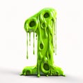 Green paint dripping character on white background. 3d render illustration Royalty Free Stock Photo