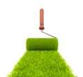 Green paint of grass. Roller 3D