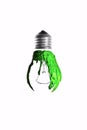 Green paint painted light bulb Royalty Free Stock Photo