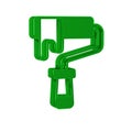 Green Paint roller brush icon isolated on transparent background. Royalty Free Stock Photo
