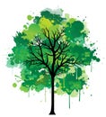 Green paint splat inked color tree Royalty Free Stock Photo