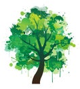 Green paint splat inked color tree Royalty Free Stock Photo