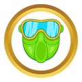 Green paintball mask vector icon