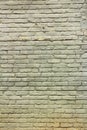 Green painted old brick wall with shades of ochre Royalty Free Stock Photo