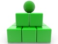 Green painted pyramid from playing blocks with a green ball at the top Royalty Free Stock Photo