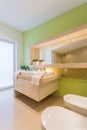 Green painted wall in bathroom Royalty Free Stock Photo