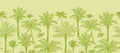 Green palm trees horizontal seamless pattern