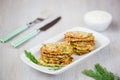 Green pancakes with zucchini and herbs