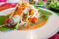Green papaya salad with crab, somtum thai food Royalty Free Stock Photo