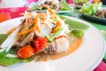 Green papaya salad with crab, somtum thai food Royalty Free Stock Photo