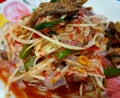 Green papaya salad Thai cuisine spicy delicious : " SOM TAM " Thai speak