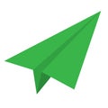 Green paper airplane icon, vector illustration Royalty Free Stock Photo