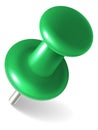 Green paper attach. Plastic realistic push pin