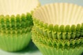 Green paper baking cups Royalty Free Stock Photo