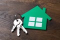 Green Paper House And Keys On Table Royalty Free Stock Photo