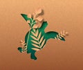 Green papercut sea turtle nature leaf concept Royalty Free Stock Photo