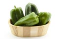 Green paprikas in container Royalty Free Stock Photo