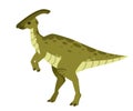 Green parasaurolophus. Cute dinosaur, cartoon design. Flat  illustration isolated on white background. Animal of jurassic Royalty Free Stock Photo