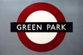 Green Park Station London Underground roundel sign Royalty Free Stock Photo