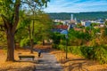 Green park under the Marienberg castle in Wurzburg, Germany Royalty Free Stock Photo