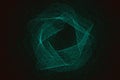 Green particle stream luminescence abstract background.