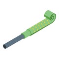 Green party blower icon isometric vector. Roll blow tool