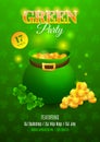 Green party flyer. Inviting card for celebration St. Patrick's Day