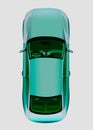 Green passenger car top view on white background. Isolated green Royalty Free Stock Photo