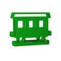 Green Passenger train cars icon isolated on transparent background. Railway carriage.