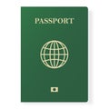 Green passport isolated on white. International identification document for travel. Vector illustration.