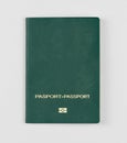 Green passport on a white background