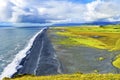 Green Pastures Houses Reynisfjara Black Sand Beach Iceland