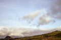 Green pastures, landscape and sky with some clouds, Azores islands.