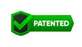 Green Patented label on a white background. Patent banner badge. Patented licensed badge label with check mark. Vector Royalty Free Stock Photo