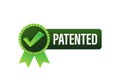 Green patented label on white background. Vector stock illustration. Royalty Free Stock Photo