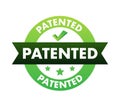 Green patented label on white background. Vector stock illustration Royalty Free Stock Photo