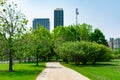 Green Path heading to Downtown in Lincoln Park Chicago Royalty Free Stock Photo