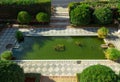 Green patio with decorative swimming pool