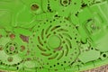 Green pattern of linked hermetical machine scrap Royalty Free Stock Photo