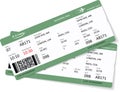 Green pattern of two airline boarding pass tickets for traveling by plane. Royalty Free Stock Photo