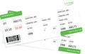 Green pattern of two airline boarding pass tickets for traveling by plane. Royalty Free Stock Photo