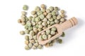 Green Pea Green Matar, Sweet peas. Garden pea with wooden spoon