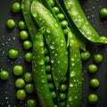 Green pea pods fresh seamless background decorated with water drops Royalty Free Stock Photo